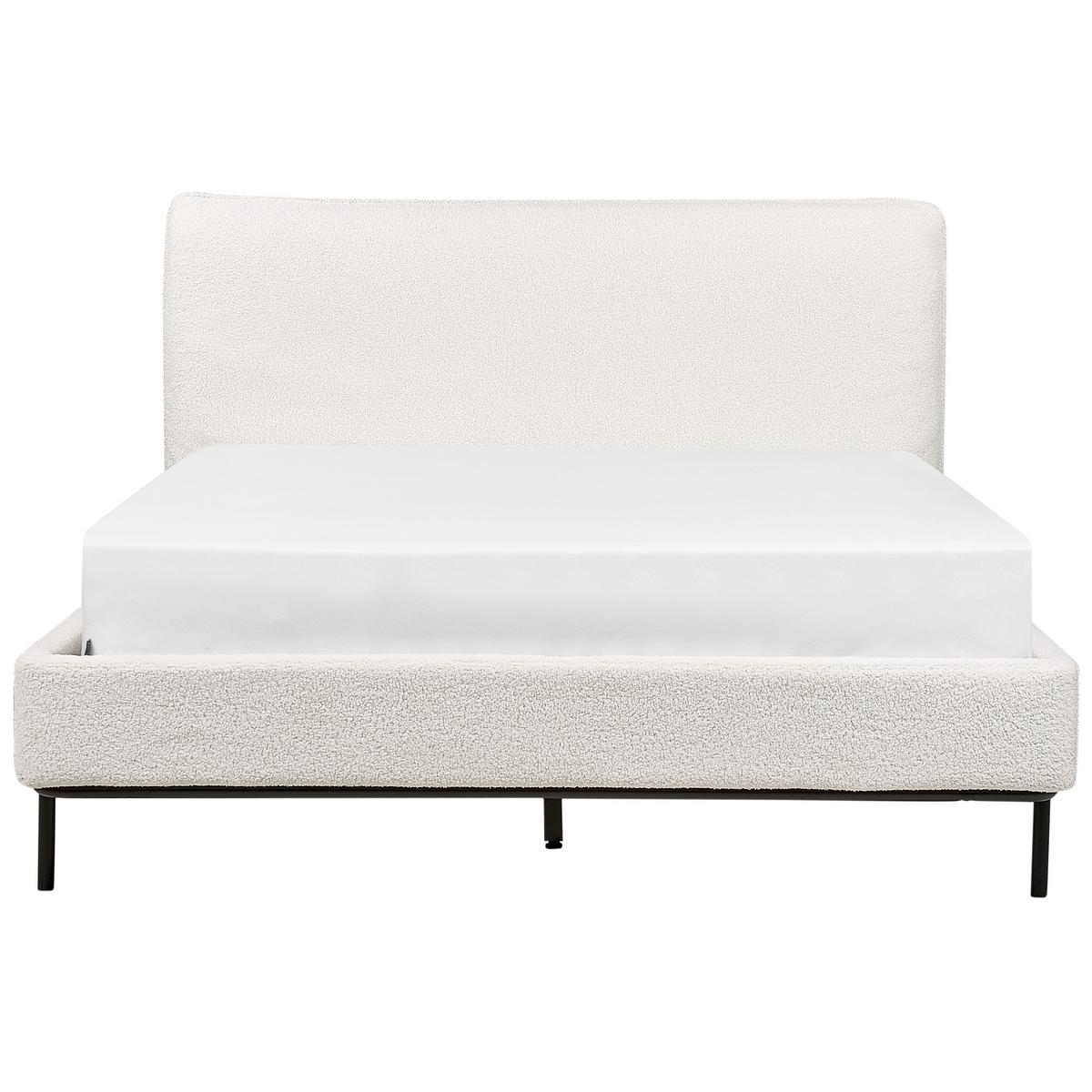 BETT mit Lattenrost 140/200 Bouclé Cremeweiß Corio - Creme, Textil (140/200cm) - Beliani