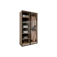KLEIDERSCHRANK SANDBOX KASHMIR 100 101/49/200 cm Kaschmir / geriffeltes Glas mit LED 4 Zusatzböden - Kaschmir/Transparent, Holzwerkstoff/Kunststoff (101/200/49cm) - Lookway