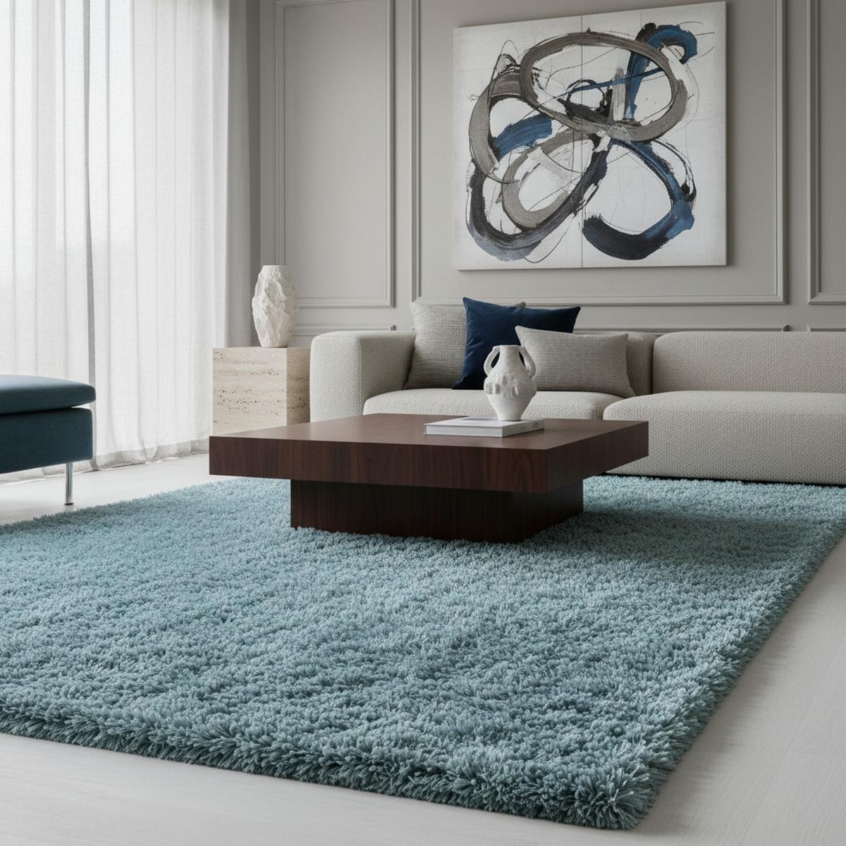 HOCHFLORTEPPICH SALZACH, einfarbig, Blau, 80 x 150 cm - Blau, Textil (150/80cm) - KADIMA DESIGN
