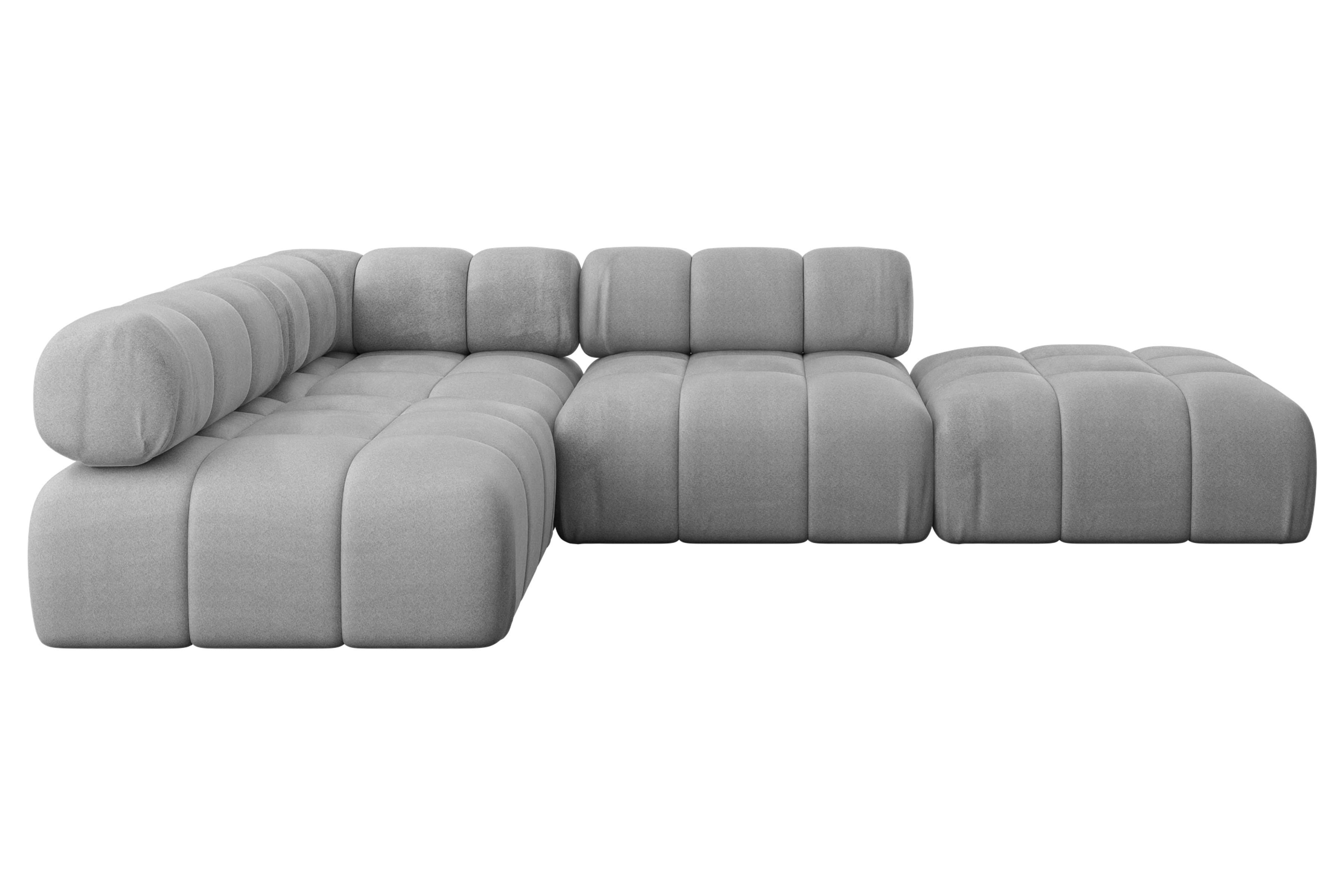 ECKSOFA modulares Sofa Favio-L1 - 285x190x70 cm Hellgrau Velours - Hellgrau, Holzwerkstoff/Textil (285/190cm) - ALTDECOR