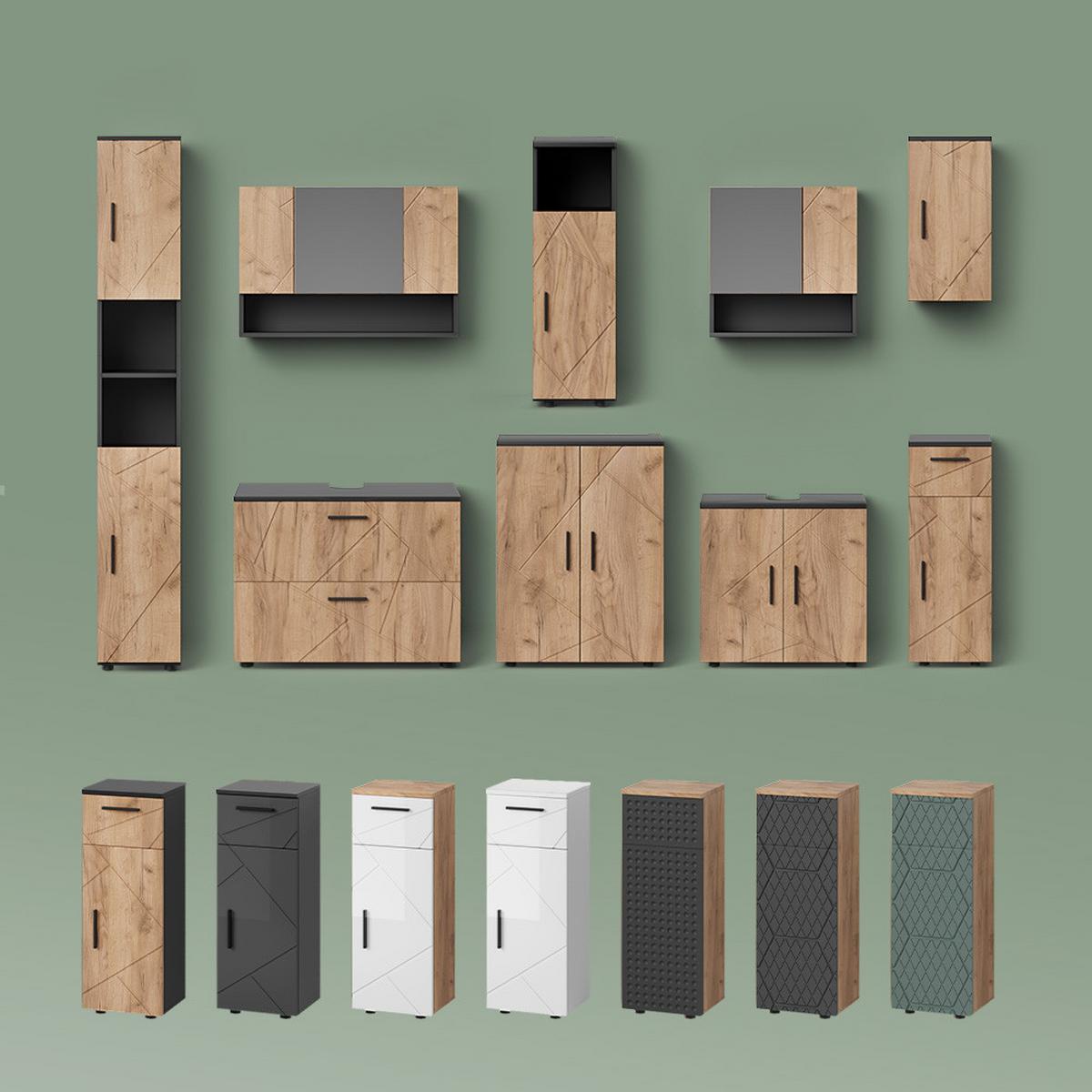 WASCHBECKENUNTERSCHRANK Ronco Weiß Hochglanz 80 x 58.6 cm - Weiß Hochglanz, Holzwerkstoff (80/58.6/41cm) - Livinity®