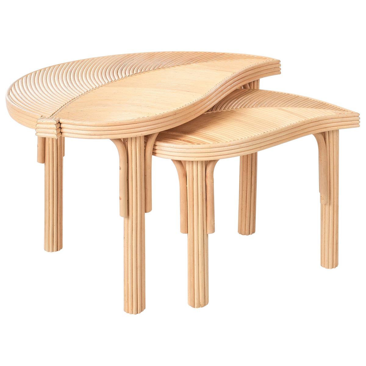 COUCHTISCH 2er-Set Rattan Naturfarben - Naturfarben, Naturmaterialien (48/70/44cm) - Beliani
