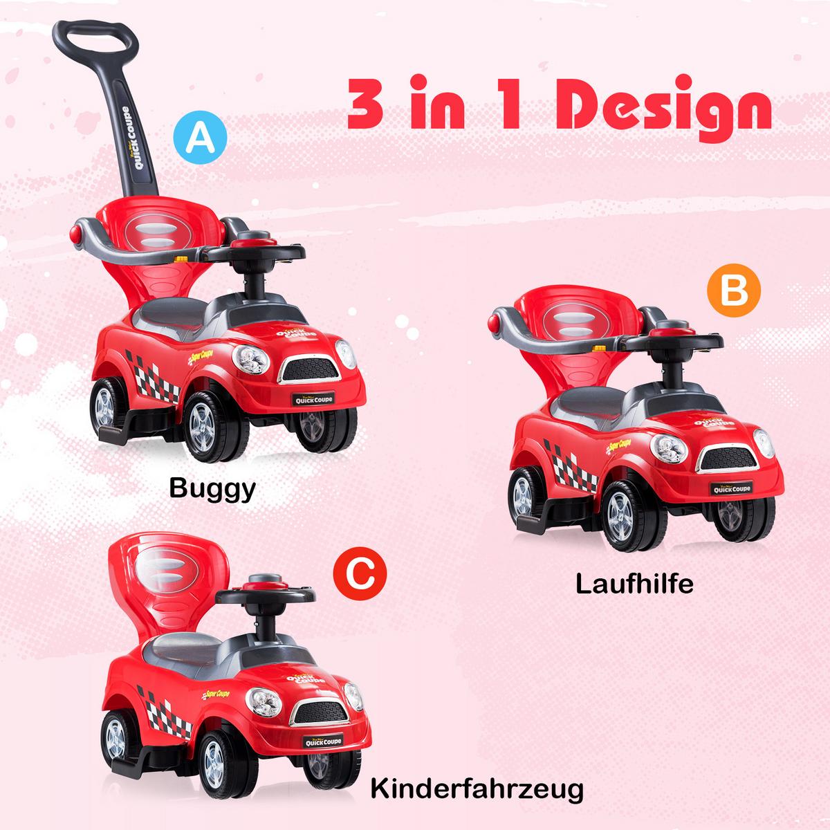 SCHIEBEWAGEN Rot - Rot, Kunststoff (89/84/43cm) - COSTWAY