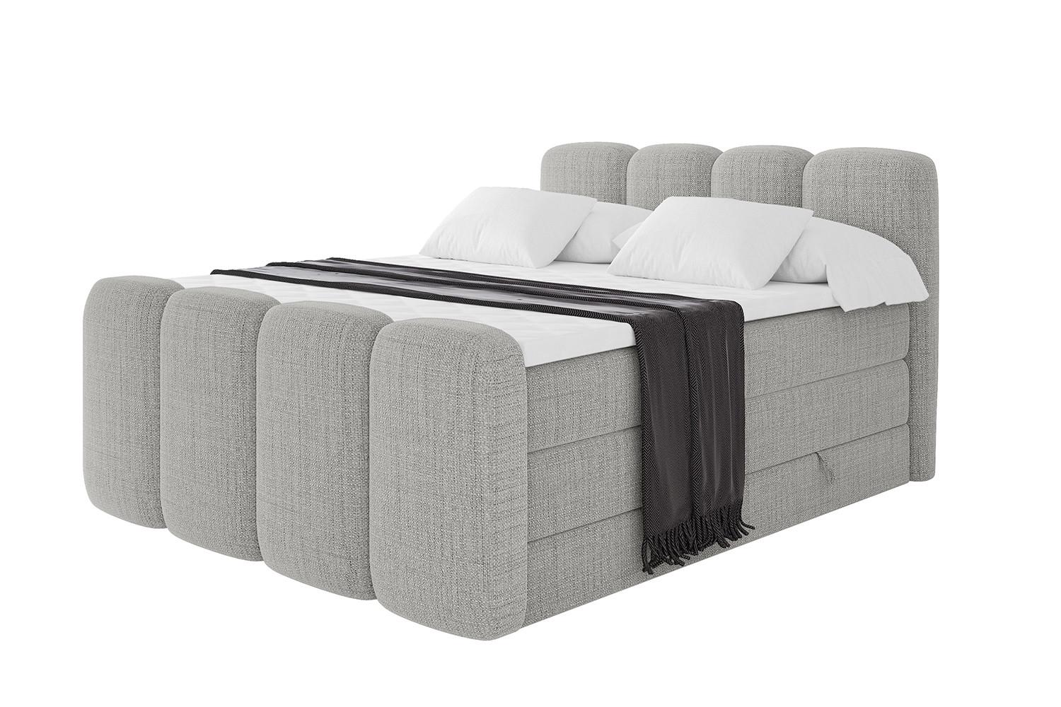 BOXBETT mit Matratze H3|H4 und Lattenrost - NINA-Z KING - 160x200 cm Aragon - Hellgrau - Hellgrau, Holzwerkstoff (160/200cm)