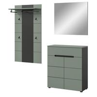 GARDEROBEN-SET 3-teilig Salbei grün, grau 175 cm, Flurgarderobe mit Soft-Close - Salbeigrün/Schwarz, Holzwerkstoff/Kunststoff (175/190/37cm) - Inn.Furn