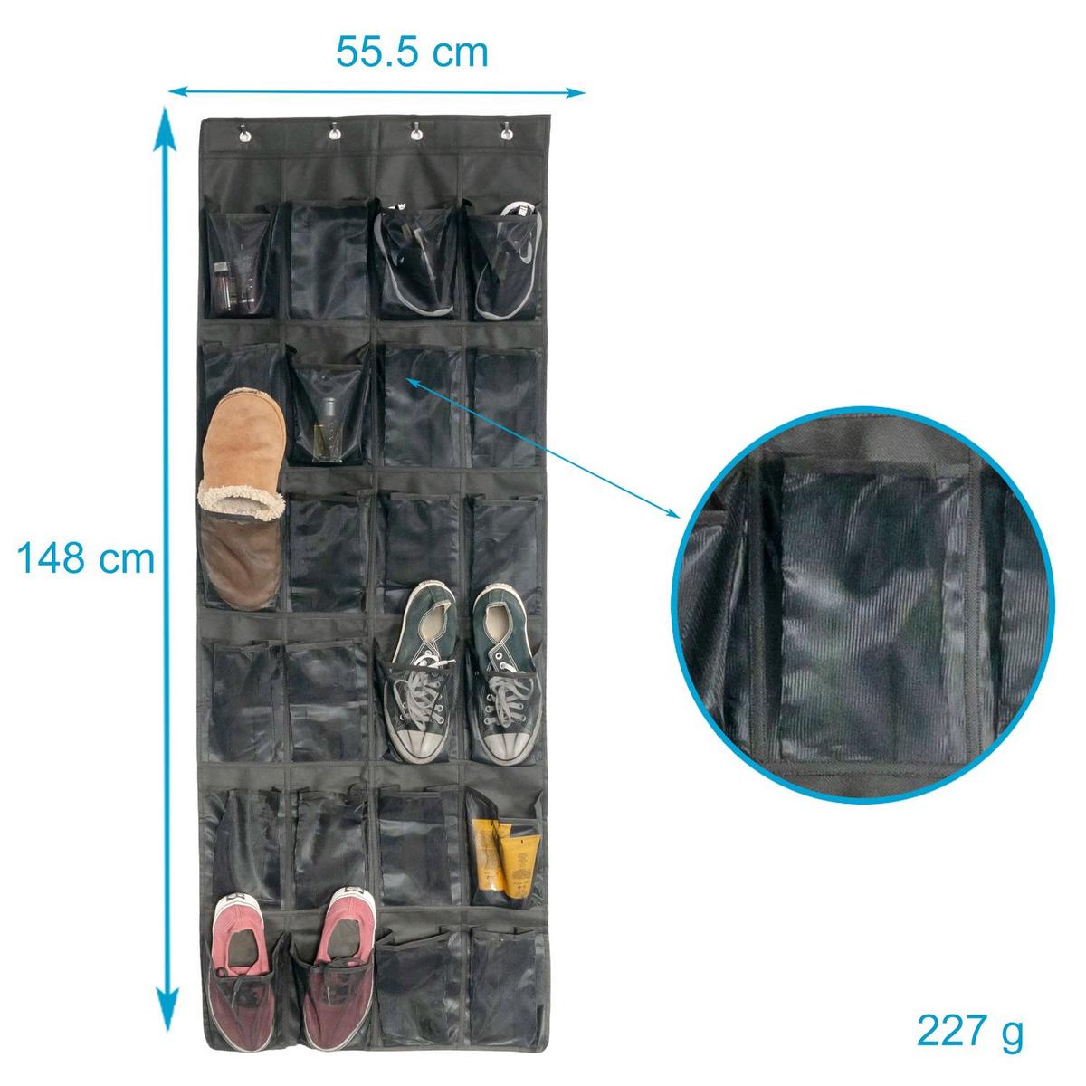 HÄNGENDES SCHUHREGAL 55.5/148 cm - Schwarz, Textil (55.5/2/148cm) - Intirilife