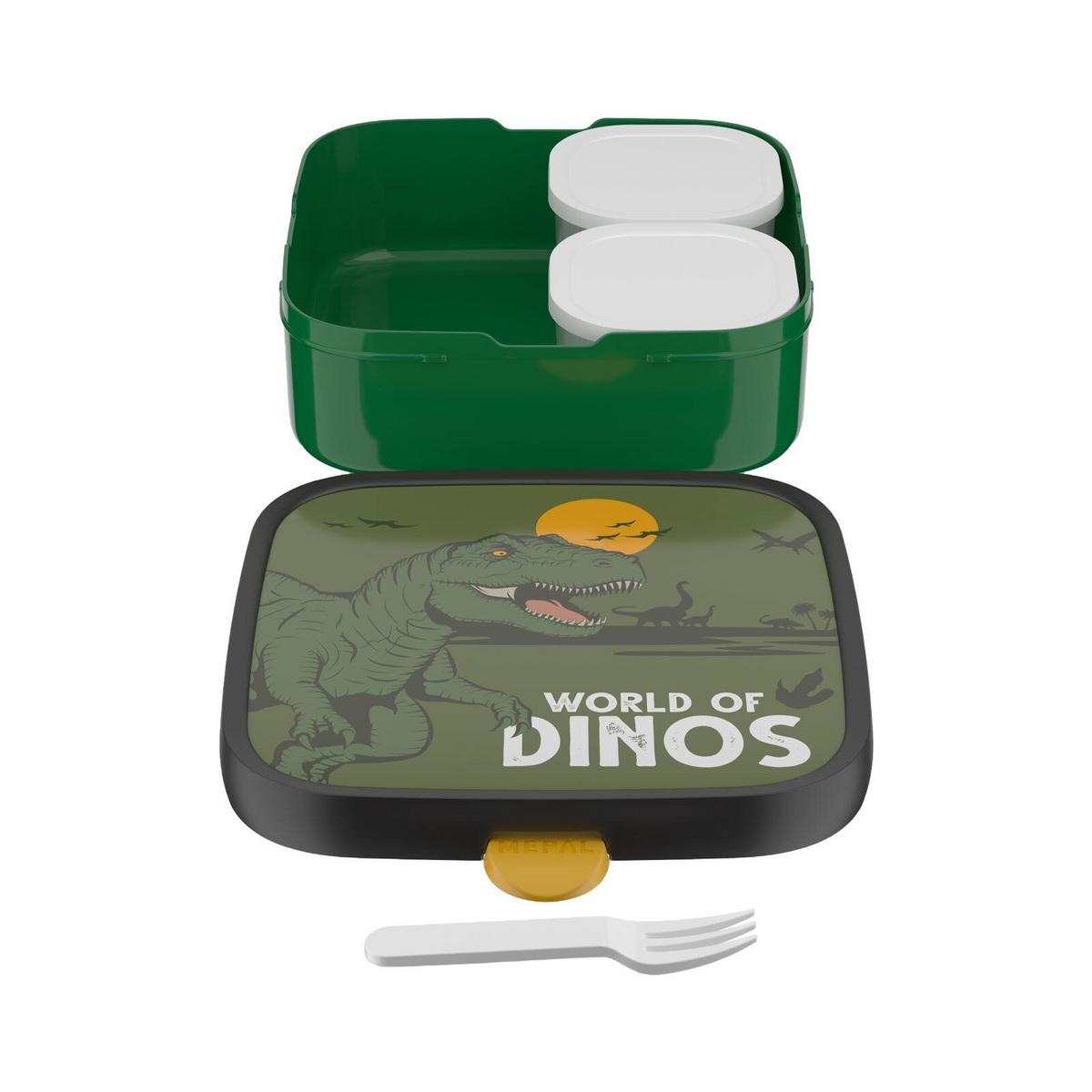 BROTDOSE XL Campus (2025) Dino 1,3 l - Dunkelgrün, Kunststoff (18.2/6.1/18.2cm) - Mepal