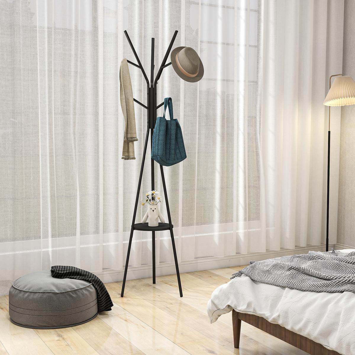 KLEIDERSTÄNDER - Schwarz, Metall (45/180/45cm) - HOMCOM