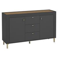KOMMODE Mossa 2D3S MO06 - Goldfarben/Schwarz, Holzwerkstoff/Kunststoff (138/84/40cm) - MIRJAN24