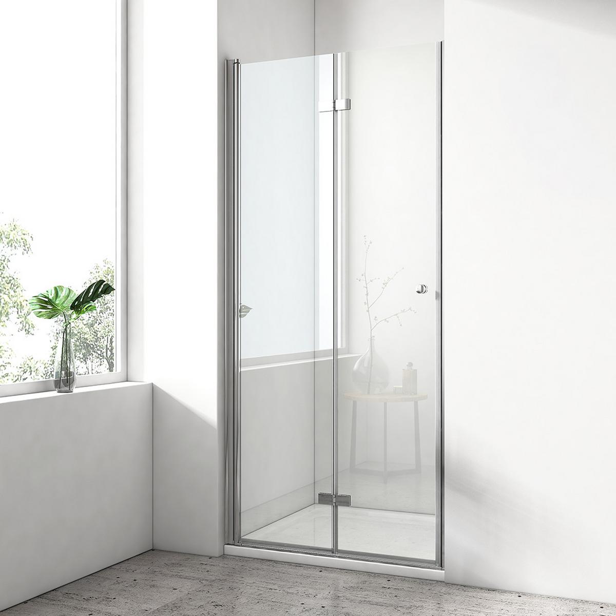 DUSCHKABINE für Nische Drehfalttür Profil Chrom Klarglas 100/185 cm - Chromfarben, Glas (100/185cm) - EMKE
