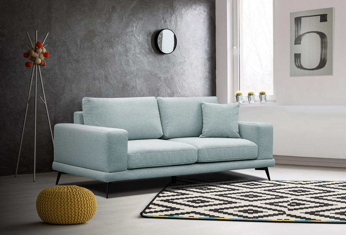 SOFA MEDIOLANE 2,5-Sitzer, mint - Mintgrün, Holzwerkstoff/Textil (203/87/96cm) - Wozimo