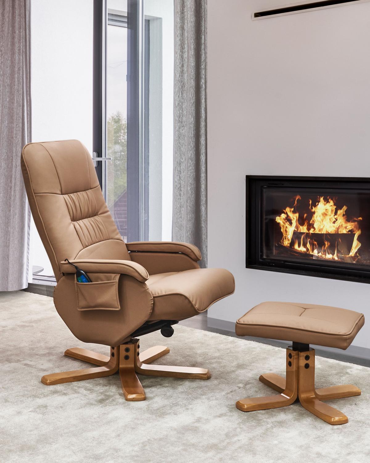 MASSAGESTUHL Hellbraun Relaxpro - Hellbraun, Kunststoff (68/98/50cm) - Beliani