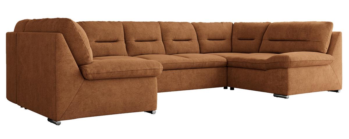 WOHNLANDSCHAFT COMODO U Orange Struktur - Silberfarben/Orange, Textil/Metall (340/93/206cm) - MKS