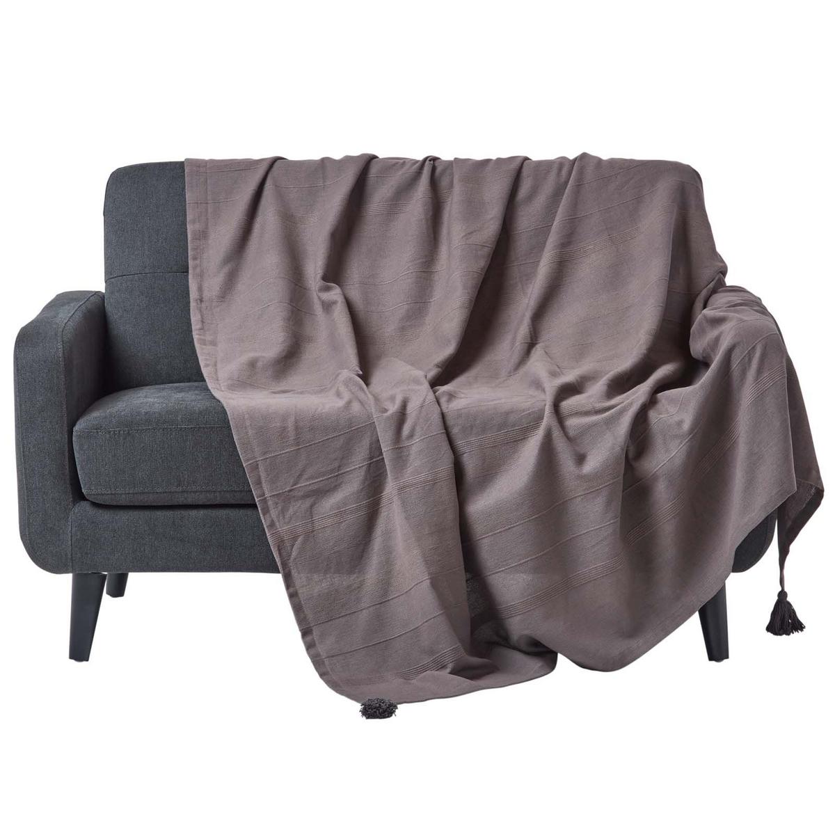 WOHNDECKE Rajput 150/200 cm, 100% Baumwolle - Grau, Textil (150/200cm) - Homescapes