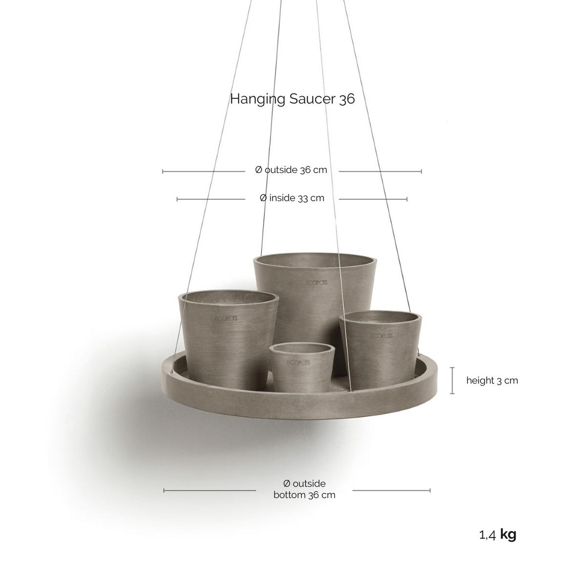 BLUMENTOPFUNTERSETZER Hängend 36/3 cm Taupe - Taupe, Kunststoff (36/3cm) - Ecopots