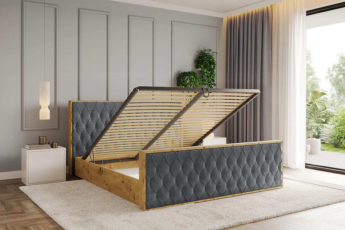POLSTERBETT mit Bettkasten, Fußteil und Lattenrost, Boxbett ohne Matratze - ENZO5-Z 120x200 Dunkelgrau - Anthrazit, Holzwerkstoff/Textil (120/200cm) - ALTDECOR