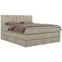 BOXSPRINGBETT INERO KING 140/200 - Beige Velvet - Topper T25 - H3 - Beige/Schwarz, Kunststoff/Textil (140/200cm) - MKS