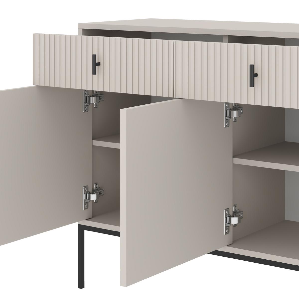 KOMMODE Marvello mit 2 Türen und 2 Schubladen, Kaschmir+Schwarz - Kaschmir/Schwarz, Holzwerkstoff/Metall (104/83/39cm) - Beautysofa