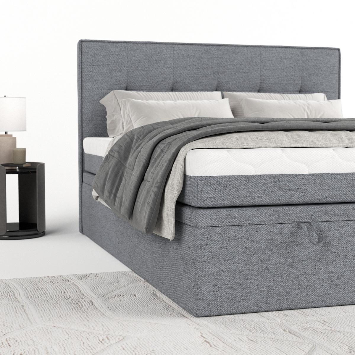 BOXBETT Arivo 160/200 cm Grau im Neve Stoff - Schwarz/Grau, Holz/Holzwerkstoff (160/200cm) - AltaBeds