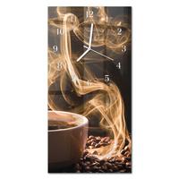 WANDUHR aus Glas 30x60 cm - Tasse Kaffee - Braun, Glas (30/60/0.4cm) - TULUP