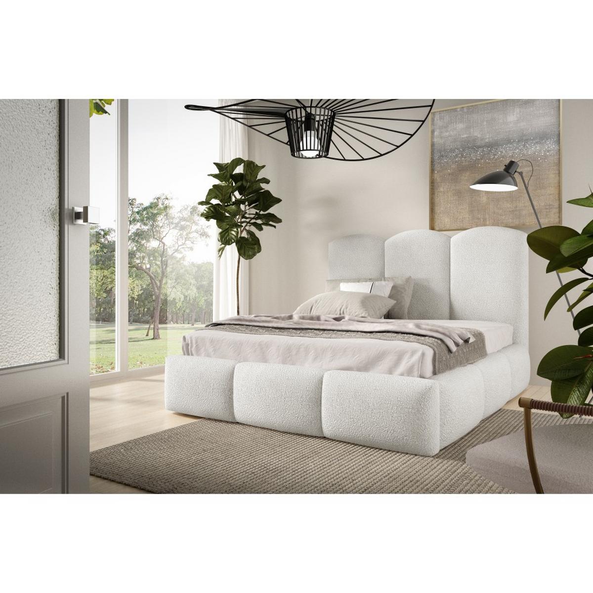 POLSTERBETT Bero, 200x200, Bouclé-Stoff, Weiß - Weiß, Textil (200/200cm) - Beautysofa