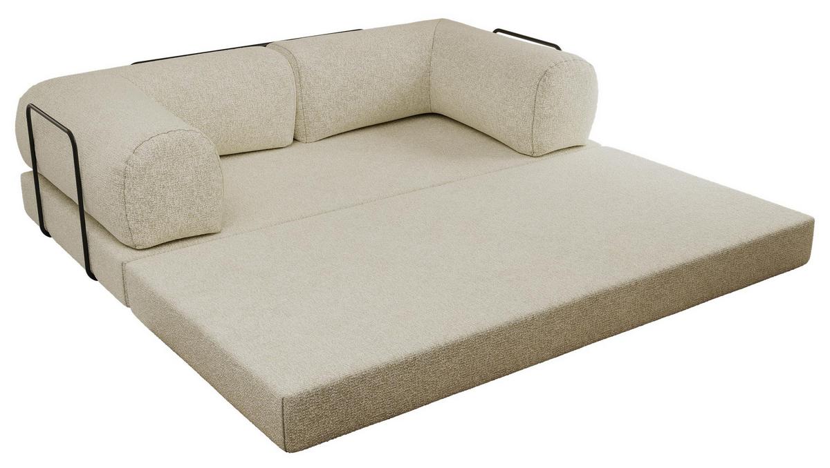 3-SITZER SOFA ORSETTO - Creme Stukture - Creme/Schwarz, Textil/Metall (200/70/100cm) - MKS