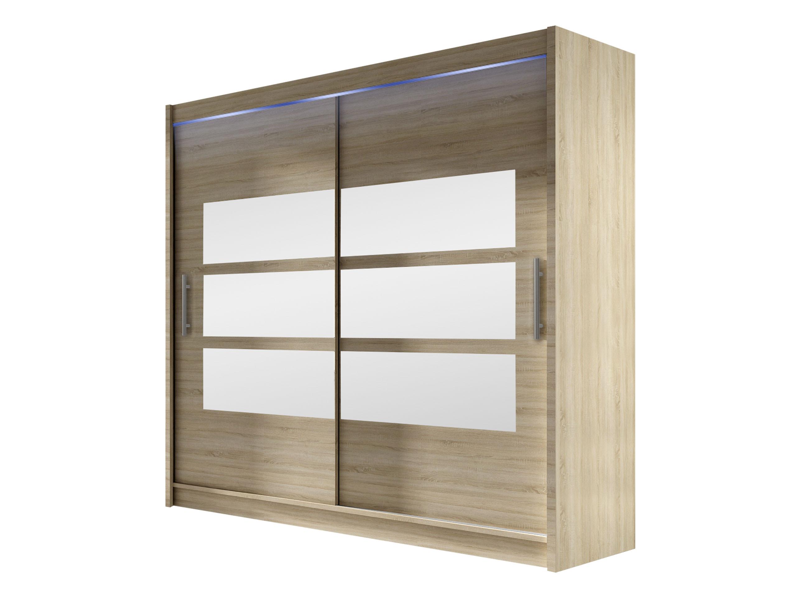 KLEIDERSCHRANK London III 180, mit RGB LED Beleuchtung - Silberfarben/Sonoma Eiche, Holzwerkstoff/Kunststoff (180/215/58cm) - MIRJAN24