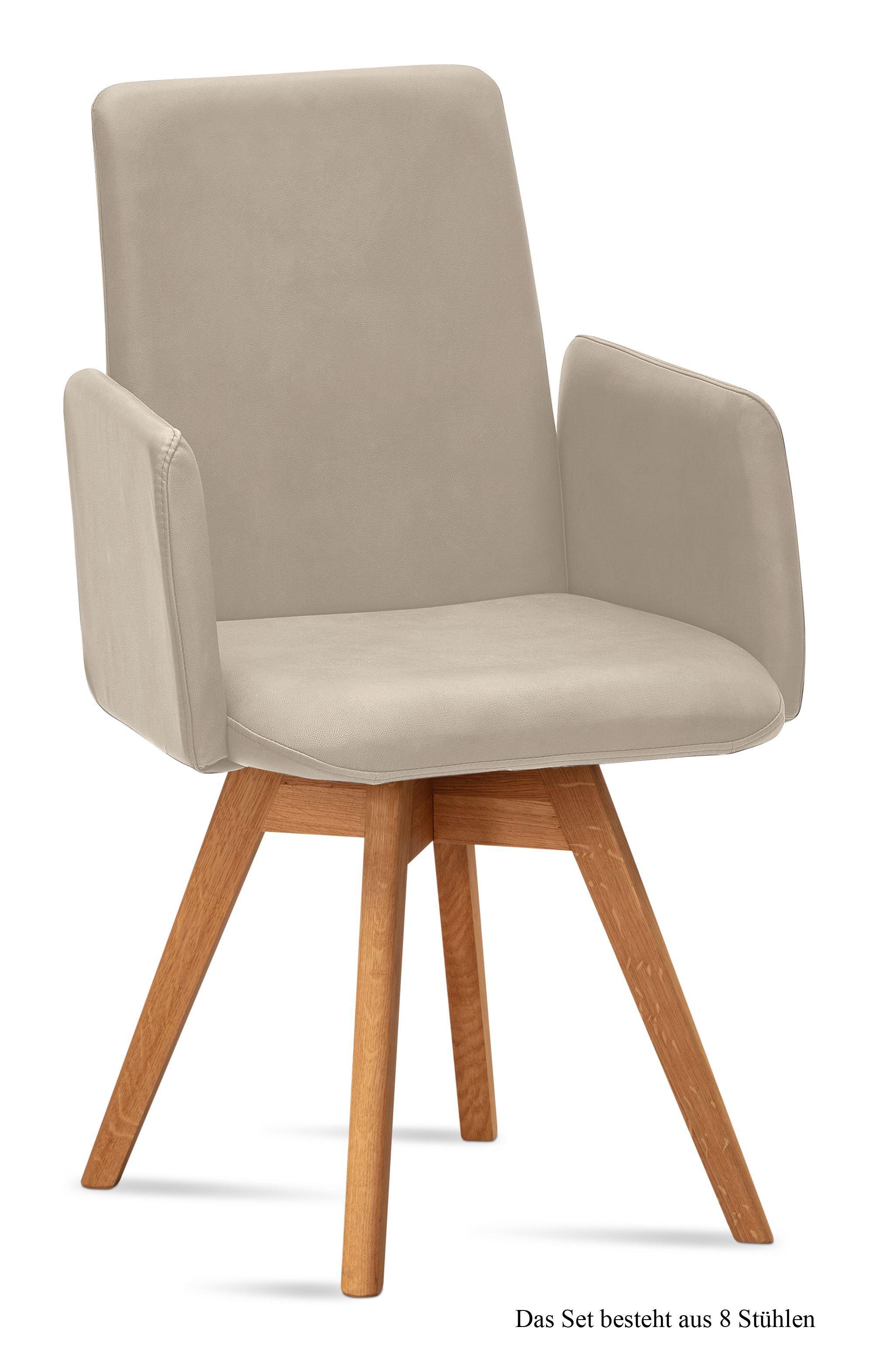 ARMLEHNSTUHL drehbar (8er-Set) Donny 52x92x60 Eiche geölt/Natur - Eichefarben/Naturfarben, Kunststoff (60/92/52cm) - 58aufmkessel