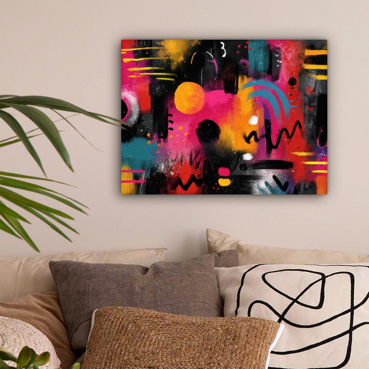LEINWANDBILD Farbflächen - Formen - Bunt - Abstrakt Wandbild 40x30 cm - Pink, Textil (40/30cm) - MuchoWow