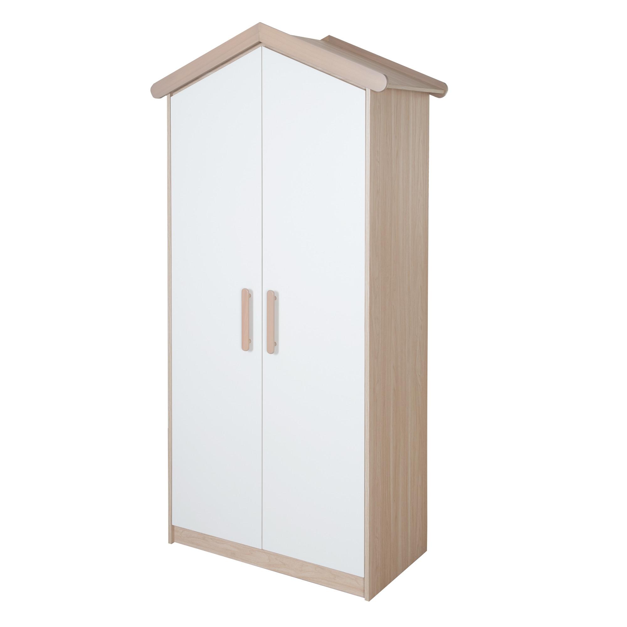 KINDERKLEIDERSCHRANK Cabane 2-türig - Eichefarben/Weiß, Holz/Holzwerkstoff (96/190/50cm) - Roba