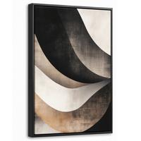 LEINWAND Bilder mit Rahmen - Abstrakt - Wellen - Schwarz - Verwittert - 20x30 - Trüffeleichefarben, Textil (20/30cm) - MuchoWow