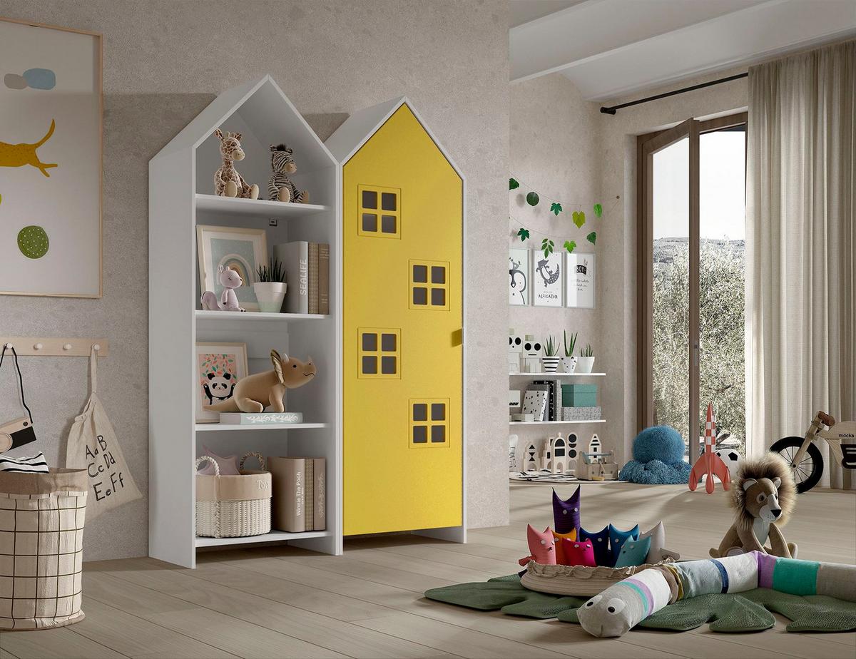 REGALSCHRANK Set Kania 115x37x171 MDF Weiß /Gelb - Gelb/Weiß, Holzwerkstoff (115/171/37cm) - 58aufmkessel