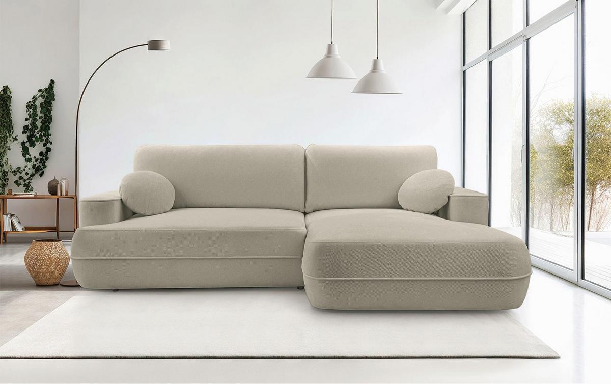 ECKSOFA Fuerro Hellbraun Strukturstoff - Hellbraun/Schwarz, Kunststoff/Textil (168/260cm) - Selsey