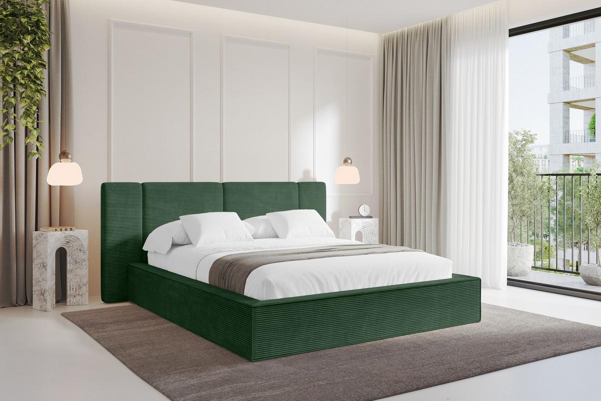 POLSTERBETT mit Bettkasten und Lattenrost, Bett mit Matratze H3/H4 - RIVO 200x200 Grün - Grün, Holzwerkstoff/Textil (200/200cm) - ALTDECOR
