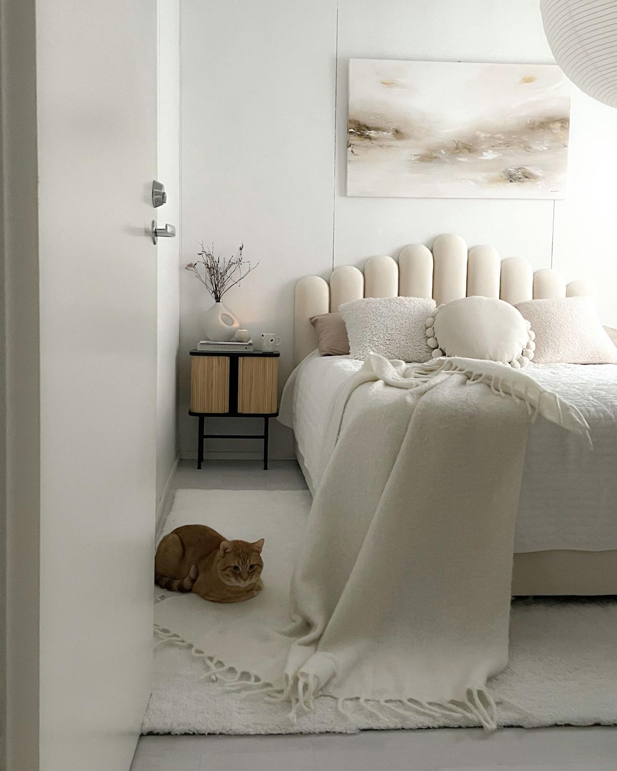 POLSTERBETT Weiß 180x200 cm Vincennes - Schwarz/Weiß, Textil (180/200cm) - Beliani