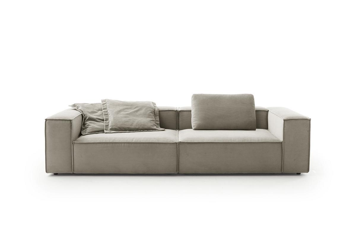 SOFA CARMO Grau Cord - Schwarz/Grau, Kunststoff/Textil (306/68/118cm) - KAWOLA