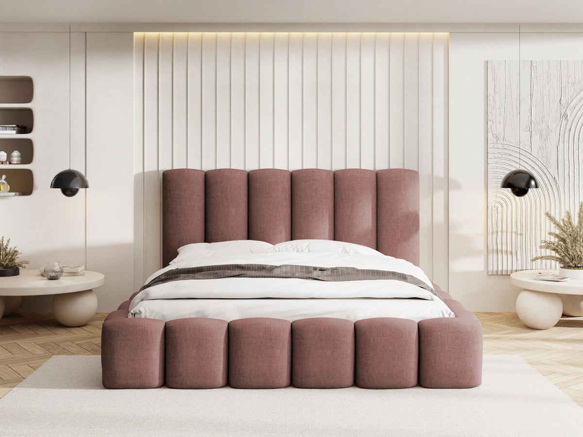 POLSTERBETT Serenity mit Bettkasten & Lattenrost in Altrosa Chenille 120 x 200 cm - Birkefarben/Altrosa, Holzwerkstoff/Kunststoff (120/200cm) - WFL GROUP