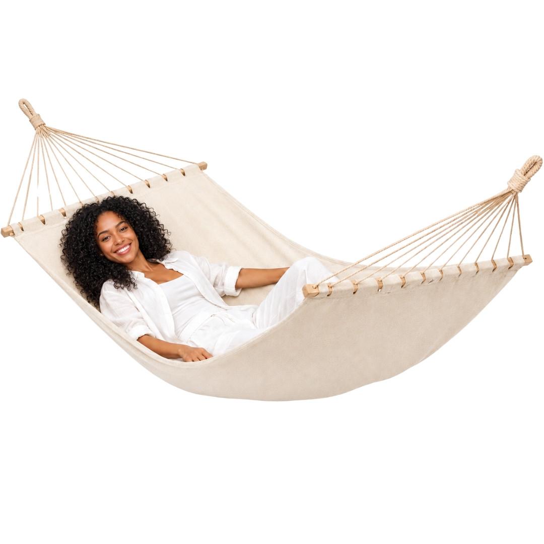XXL-HÄNGEMATTE für 2 Personen bis 150kg, 200/120 cm, Beige - Beige, Textil (120/2.5/200cm) - Amanka