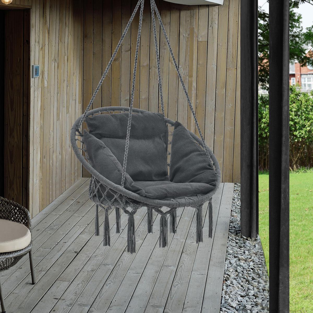 HÄNGESESSEL Kailua - Dunkelgrau, Textil (80/135/80cm) - casa.pro
