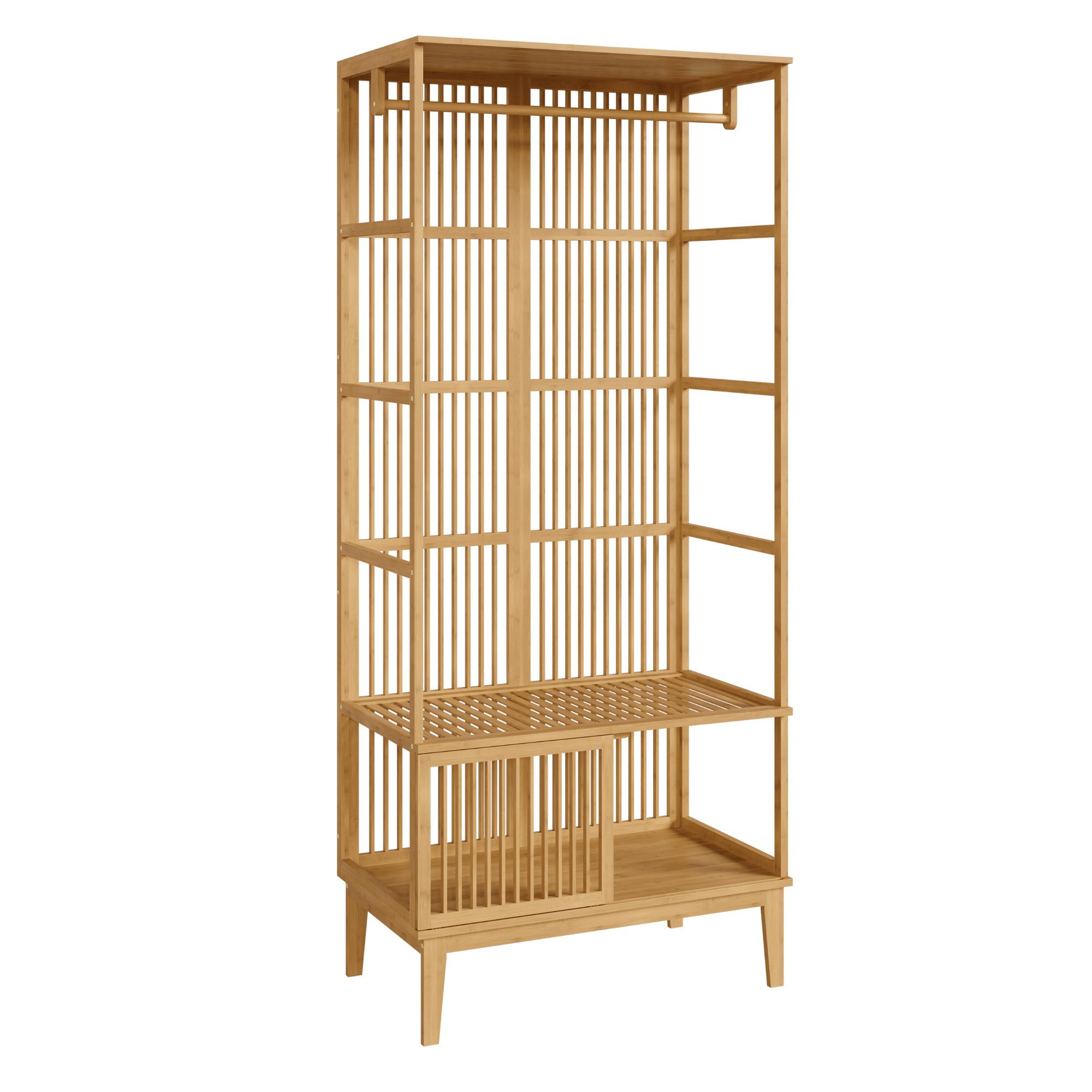 GARDEROBENSTÄNDER Vemb - Naturfarben, Holz (80/185/45cm) - [en.casa]