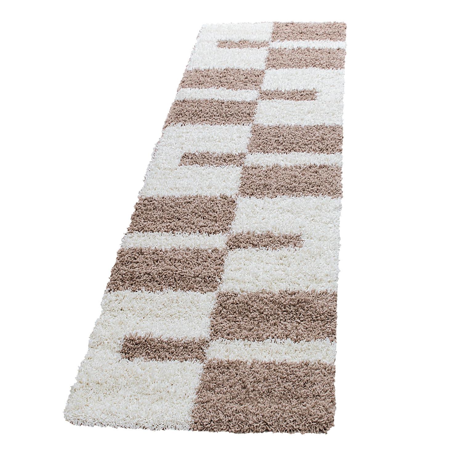 HOCHFLORTEPPICH WERFEN, kariert, Beige, 80 x 250 cm - Beige, Textil (80/250cm) - KADIMA DESIGN