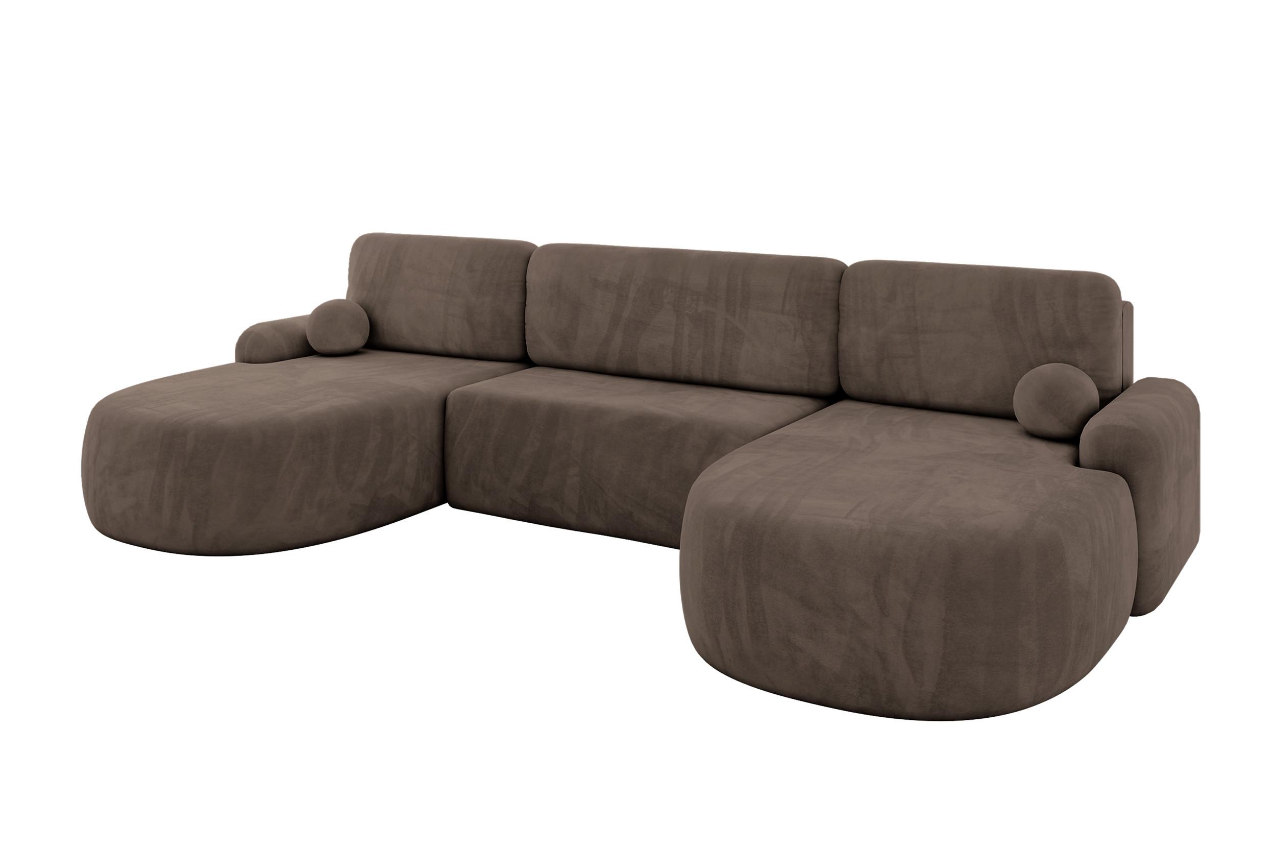 WOHNLANDSCHAFT mit Schlaffunktion und Bettkasten LIRA-U - 335x172x89 Braun - Braun, Holzwerkstoff/Textil (335/89/172cm) - ALTDECOR