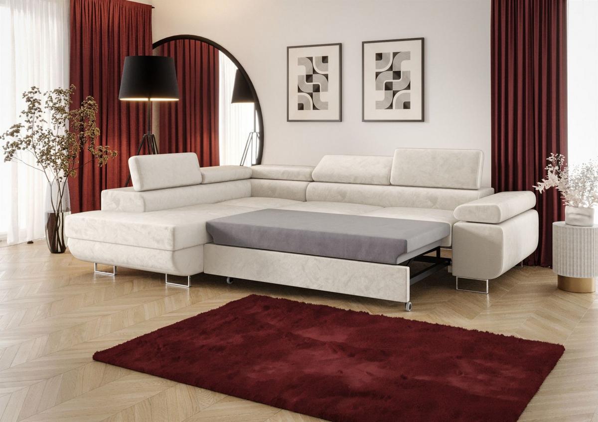 ECKSOFA Monaro Mit Schlaffunktion - Bordeaux, Holzwerkstoff/Textil (202/275cm) - Fun Möbel