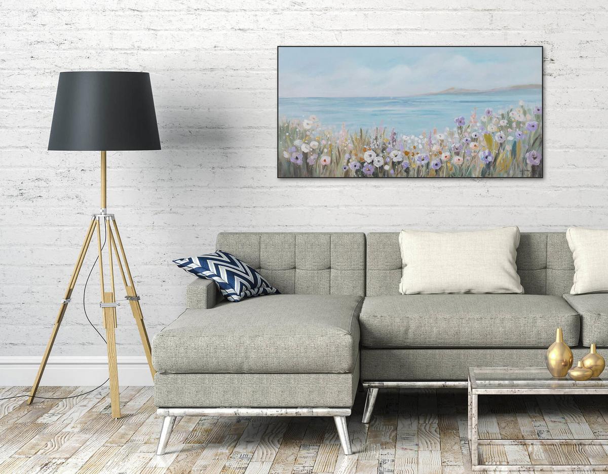 ACRYLBILD HANDGEMALT 120/60 cm - Blau/Weiß, Holz/Textil (120/60cm) - KUNSTLOFT