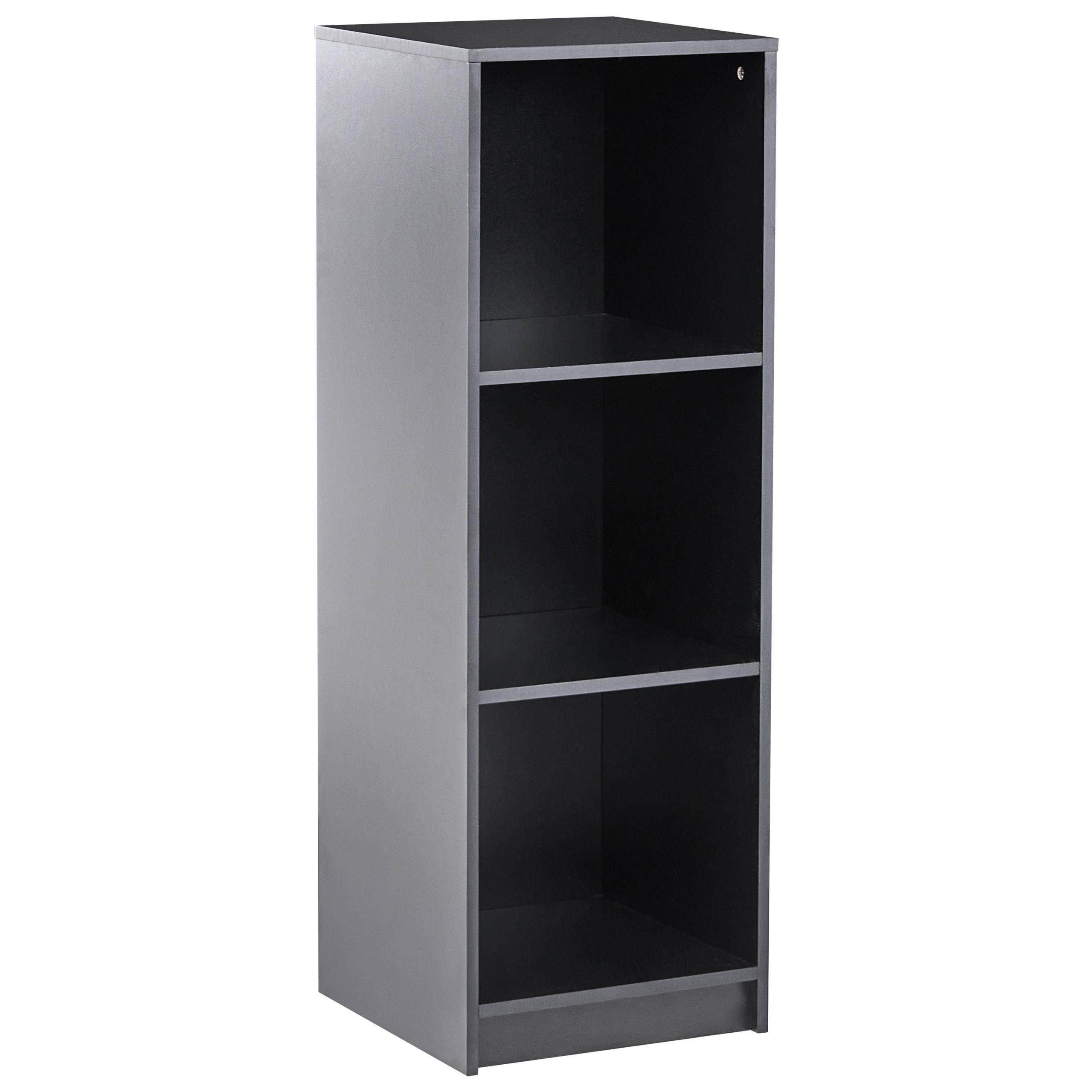 BÜCHERREGAL mit 3 Ebenen 117 cm Schwarz Zehna - Schwarz, Holzwerkstoff (40/117/40cm) - Beliani