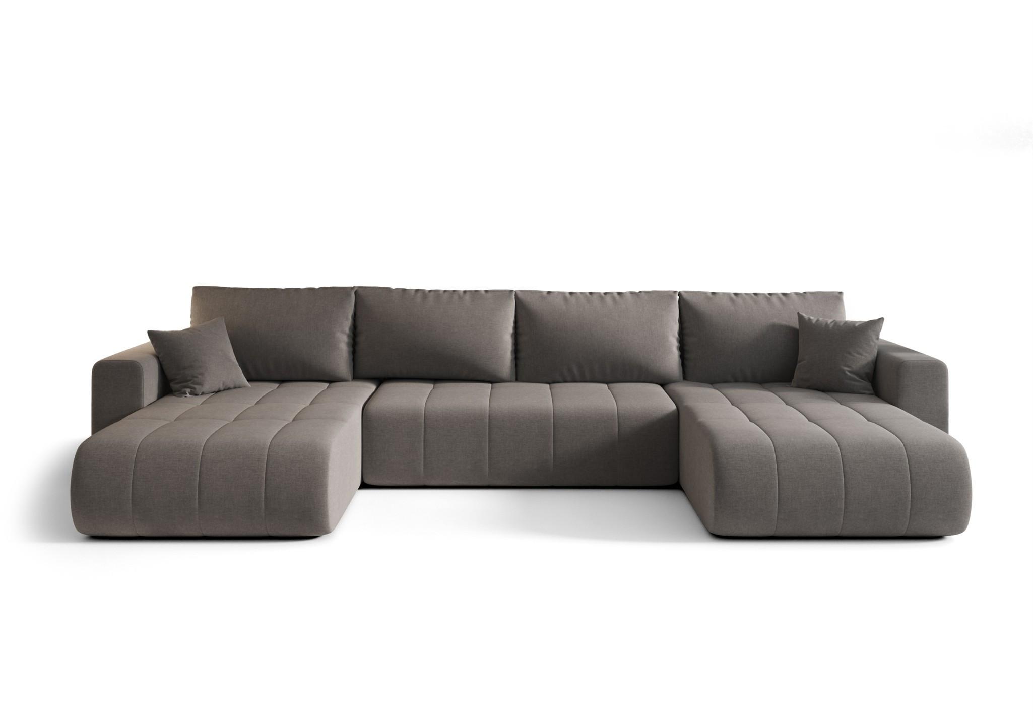 WOHNLANDSCHAFT Camila In Wind - Graubraun, Holzwerkstoff/Textil (384/85/175cm) - Fun Möbel