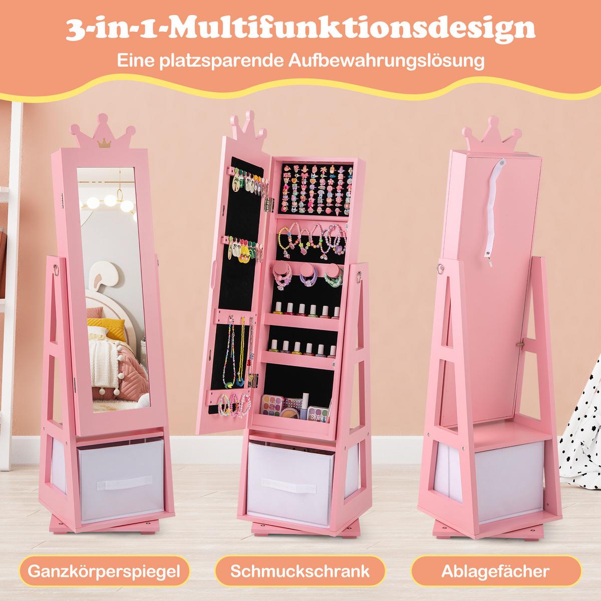 SCHMUCKSCHRANK Pink - Pink, Holz (32/117/30cm) - COSTWAY