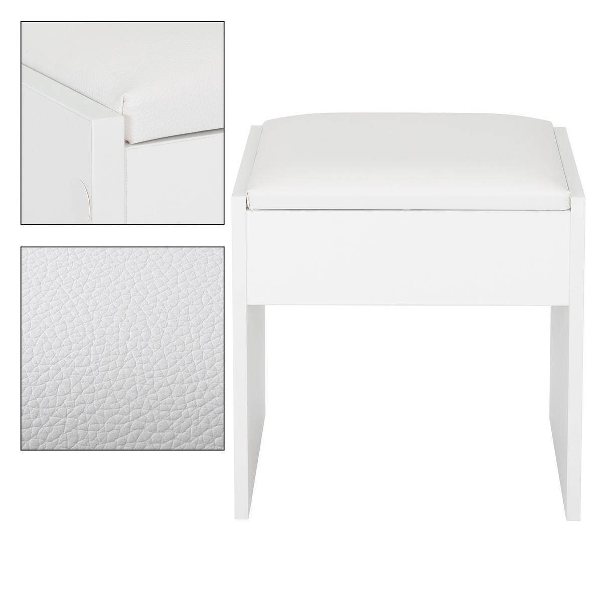 HOCKER Weiß 40x43x29,5 cm für Schminktisch - Weiß, Holzwerkstoff (29.5/43/40cm) - ECD-Germany