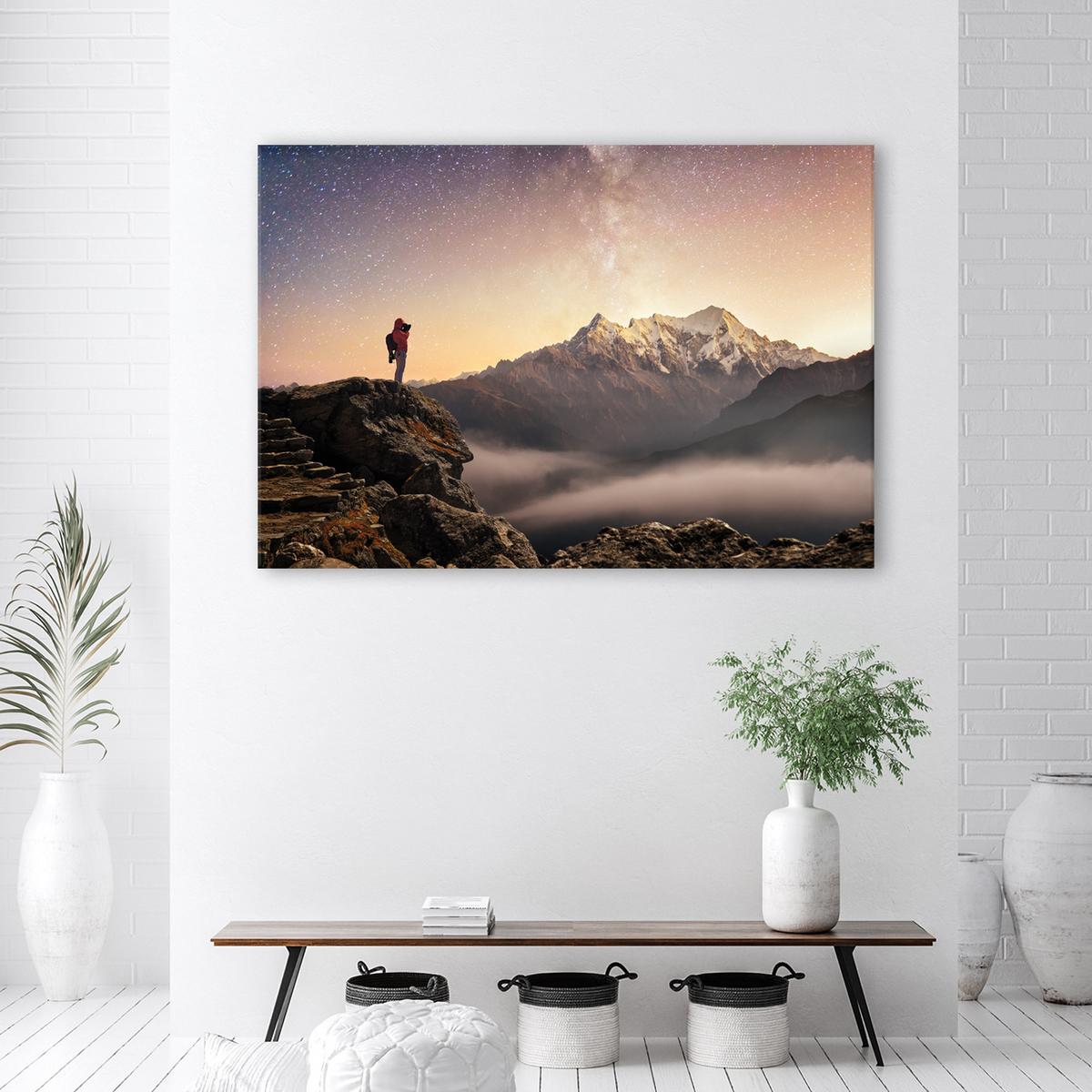 WANDBILD berg himmel landschaft - Beige, Textil (60/40cm) - Feeby