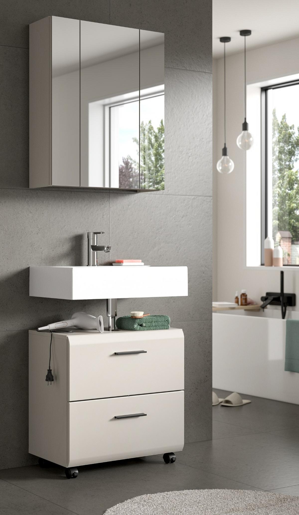 WASCHBECKENUNTERSCHRANK Kaschmir 60 cm, Badezimmer Unterschrank auf Rollen - Kaschmir/Schwarz, Holzwerkstoff/Kunststoff (60/59/30cm) - Inn.Furn